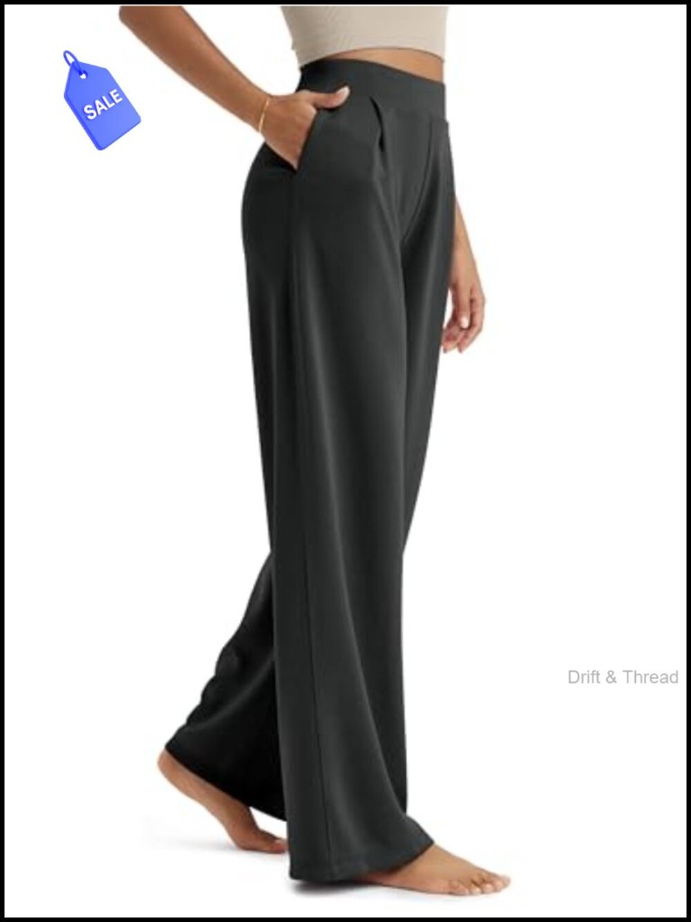 Modal Soft Wide Leg High Waist Casual Pants with Pockets